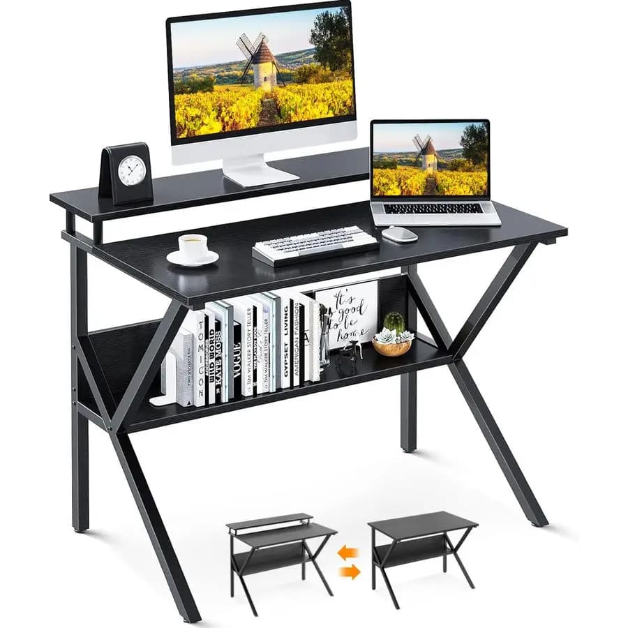Small Desk, Computer Desk 27,5 Children's Desk, Children's Desk, Studio Table with Monitor Support for Homeschooling, Blue