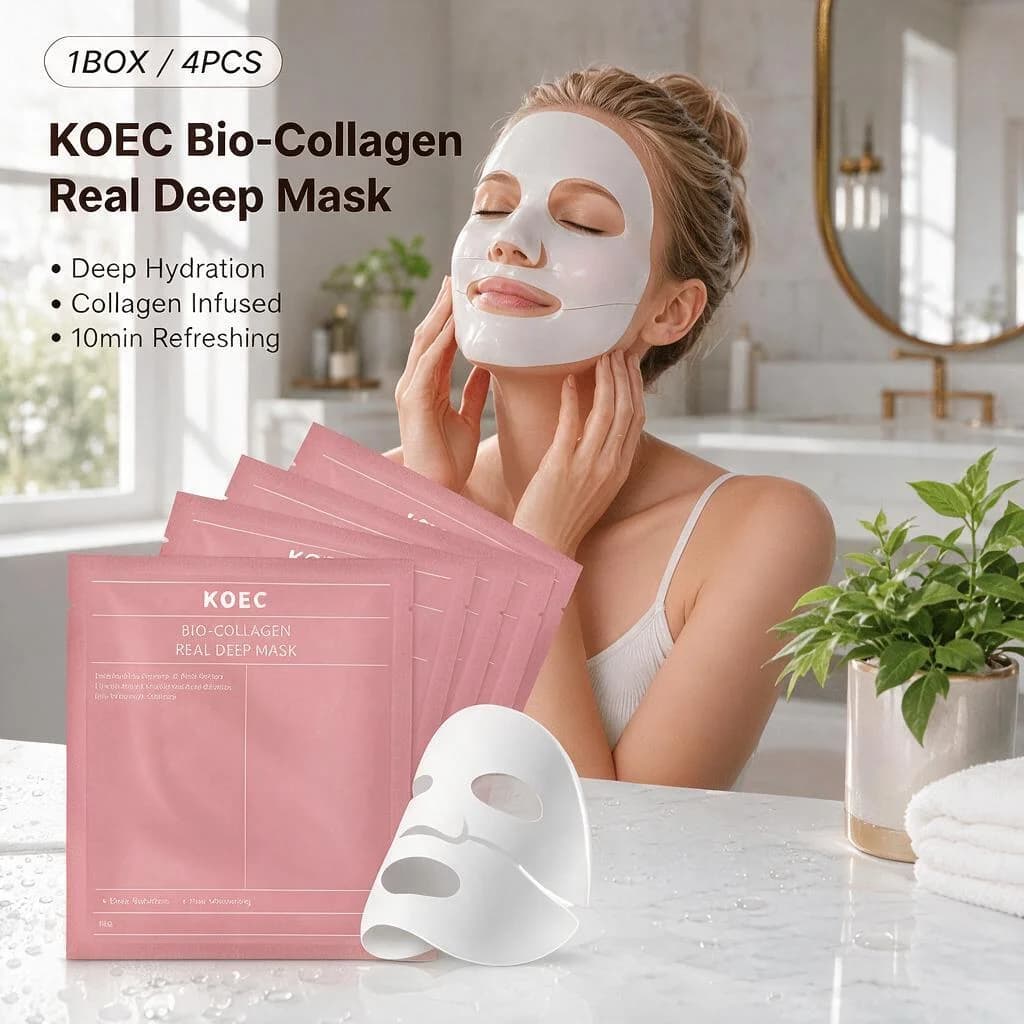 Collagen Real Deep Mask, Hydrating Overnight Hydrogel Mask, Enhance Skin Elasticity, Long-Lasting Moisture For Outdoor Dry Skin