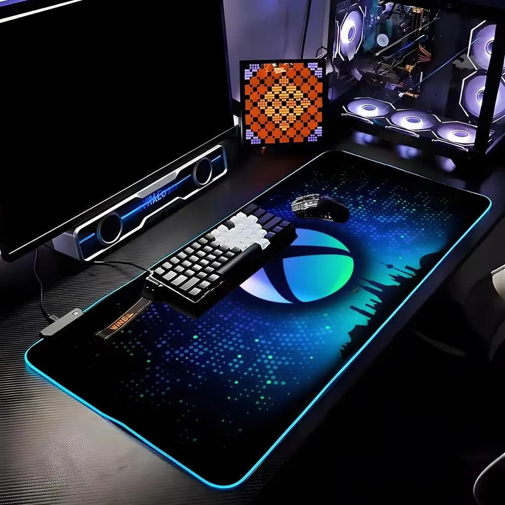 Tappetino per Mouse X-Xbox RGB HD, Tappetino da Scrivania, Accessori per PC Gaming, Tappetino in Gomma per Tastiera con LED
