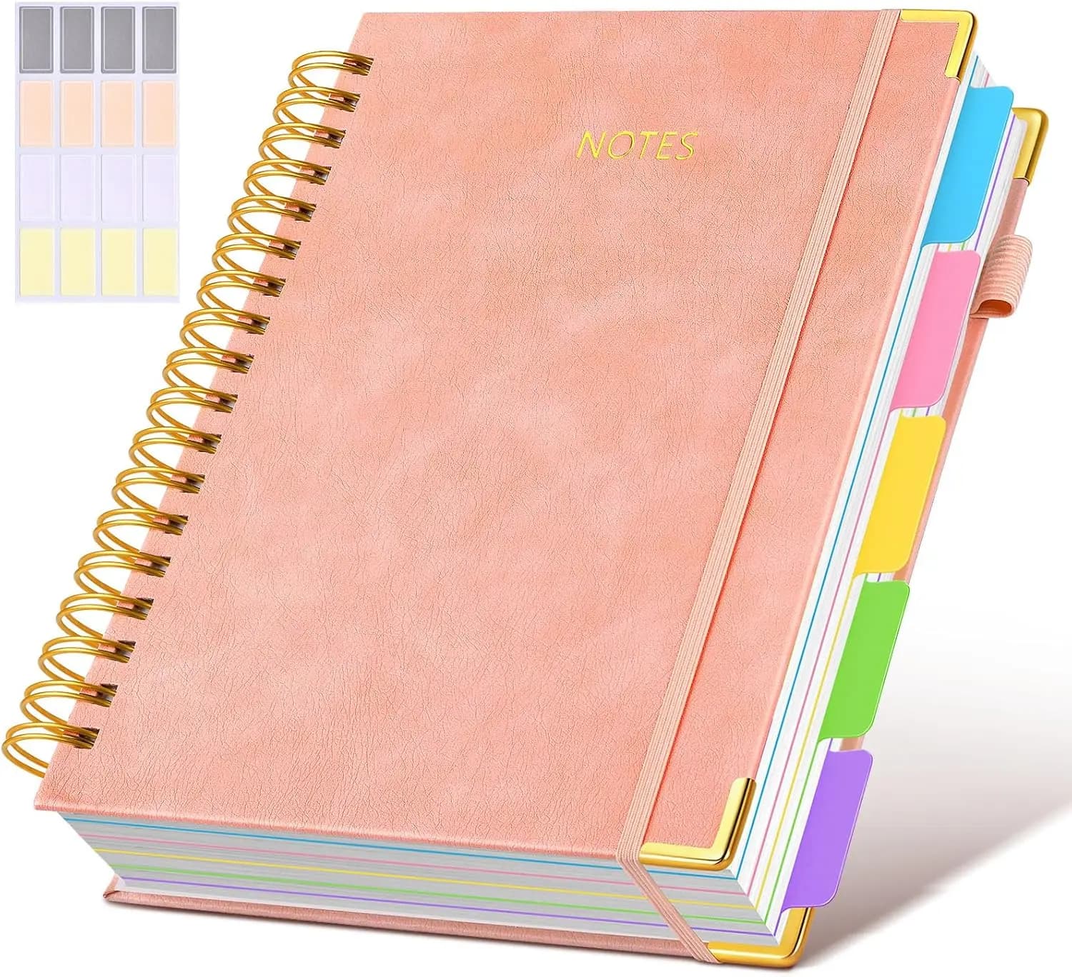 Leather Spiral Notebook Journal with Dividers Tabs, 300 Pages College Ruled, 8x10 Large B5 Notebooks for Work School Note Taking