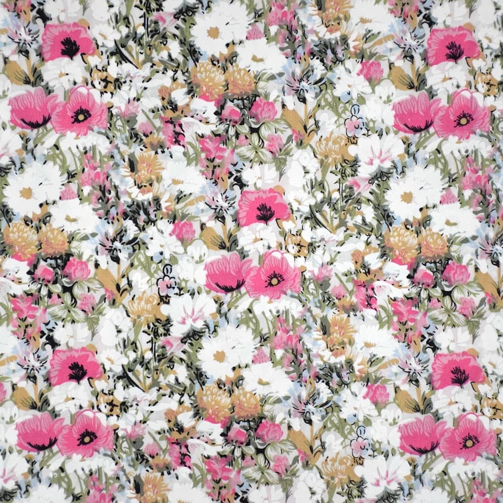 Tessuto Popeline 100% Cotone con Stampa Floreale per Borse Fatte a Mano, Abbigliamento e Cucito Fai-da-Te