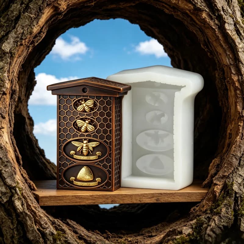 3D Bee Hive Silicone Candle Mold Embossed Honeycomb Bee Pillar Mould Easy Demold for Beeswax Candle Soap Plaster Resin Craft