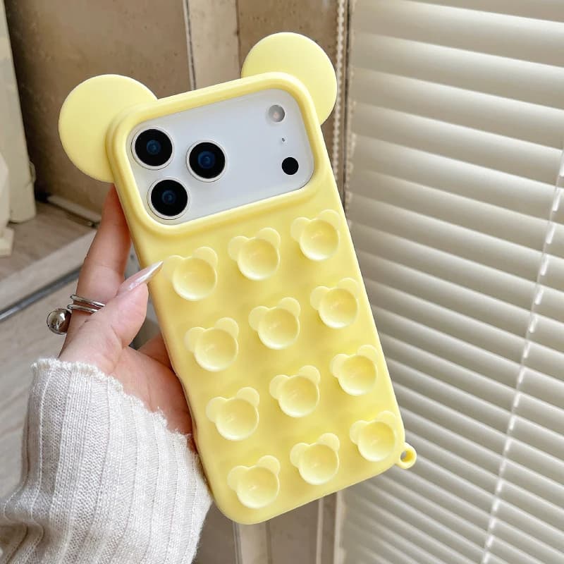 Custodia per telefono di lusso in silicone morbido a tinta unita con ventosa, design cartone animato/anime, per iPhone 17 Pro Max 15 14 13 16 Pro Max, cover posteriore antiurto