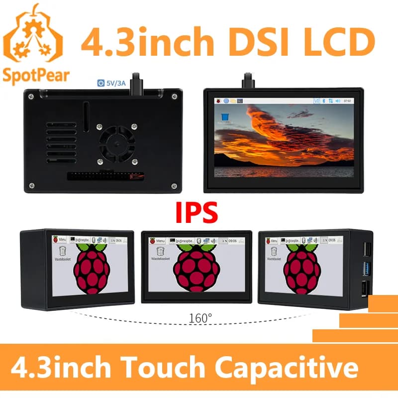 Raspberry Pi 4.3 inch DSI display MIPI 800x480 4.3 inch capacitive touchscreen IPS Touch LCD for Pi 5/4B/3B+/3A+/3B/2B/B+/ A +