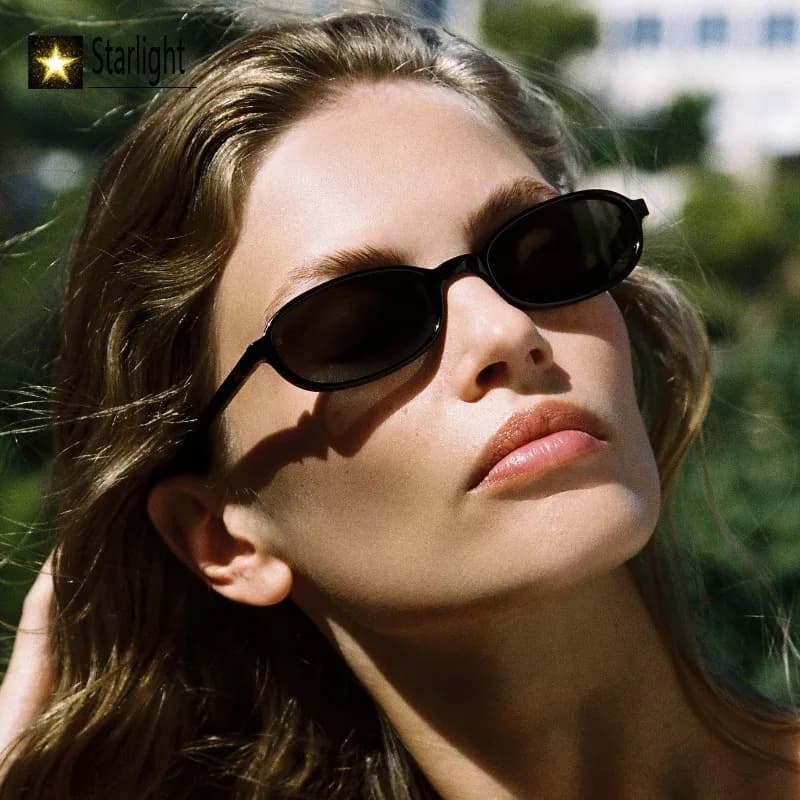 Thin Summer Polarized Acetate Black Sunglasses Women Small Frame Glasses Men UV400 Fashion Oval Beach Eyeglass Woman Outdooor
