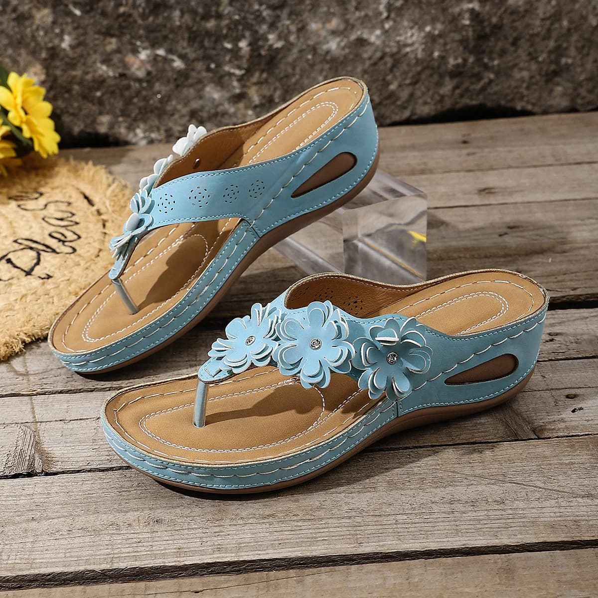 Sandali con Zeppa da Donna, Ciabatte Casual con Punta Aperta, Comode Scarpe Estive, Sandali da Spiaggia per Esterni