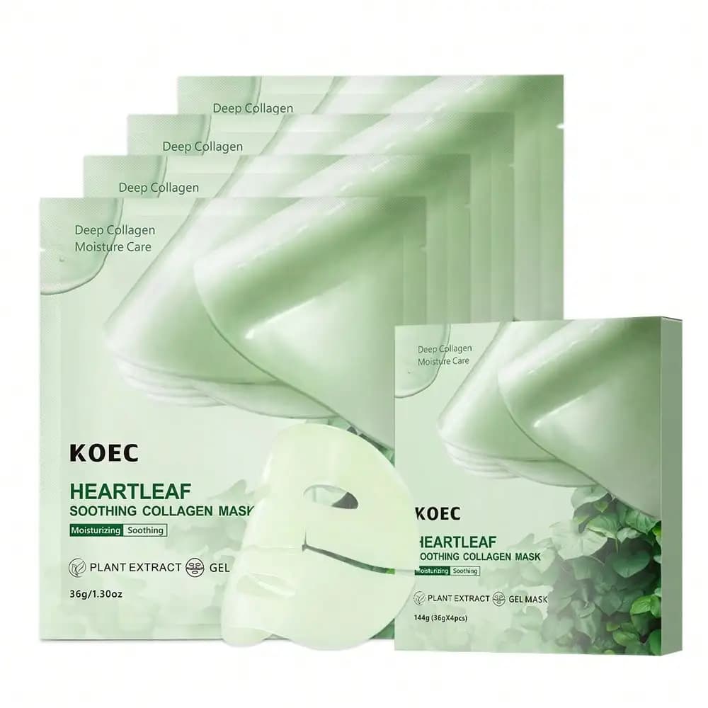 Collagen Gel Mask Heartleaf Jelly Soothing Cooling Facial Mask Vegan Formula Deep Hydrating Hyaluronic Acid Relieve Skin Irritation Premium Holiday Skincare Gift