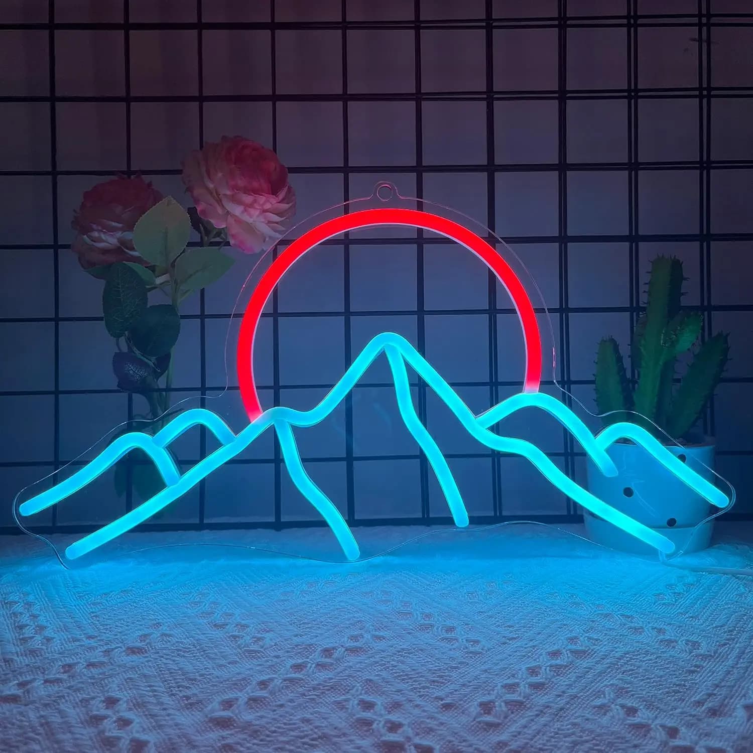 Sunrise Ice Mountain Insegna al neon Decorazione da parete Sole Sunset Luce a LED Camera da letto Camera Hotel Partner Company Studio Sushi Giappone giapponese