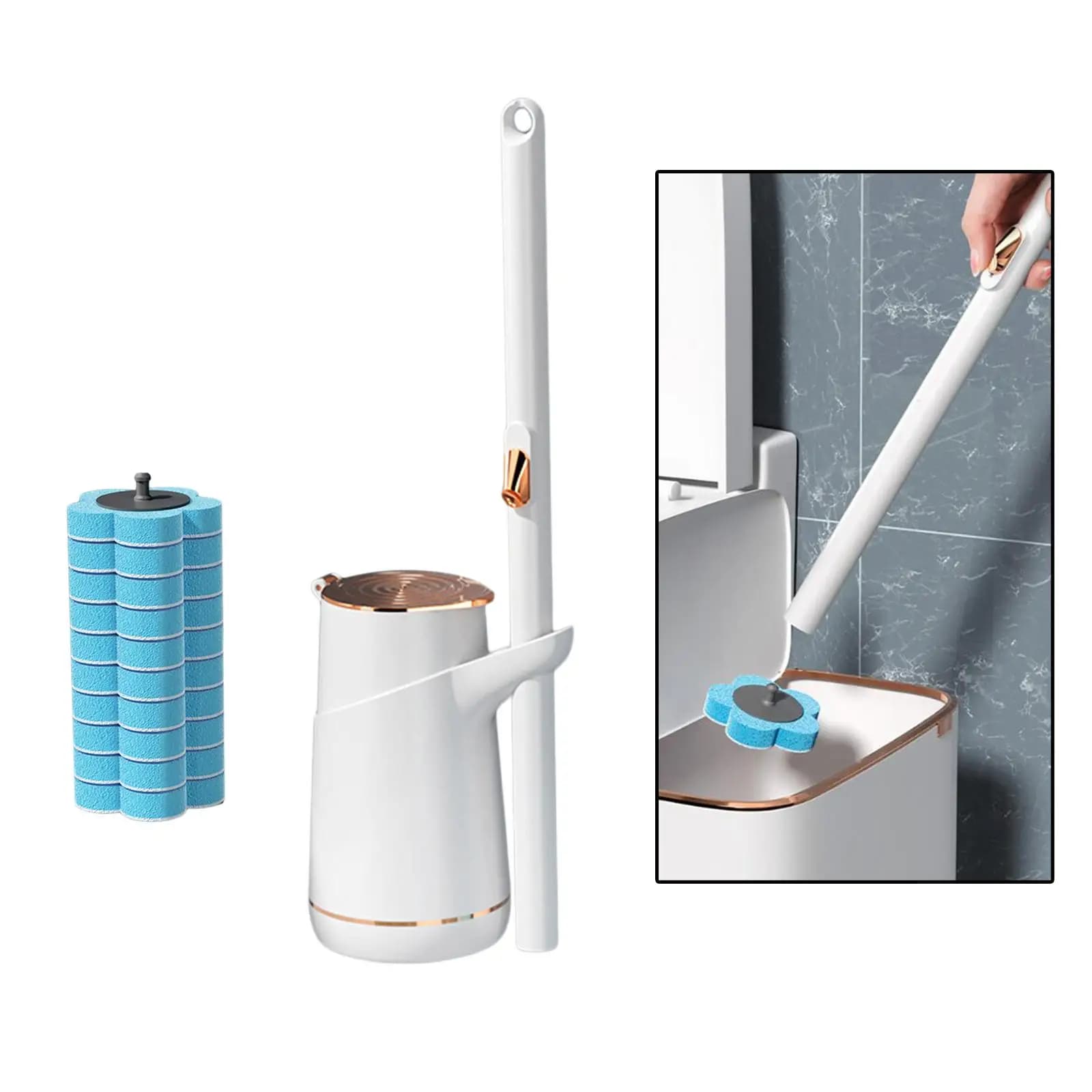 Disposable Toilet Brush Refill Heads Wall Hanging Cleaner Wand Scrubber Bathroom Accessories for Toilet Cleaning