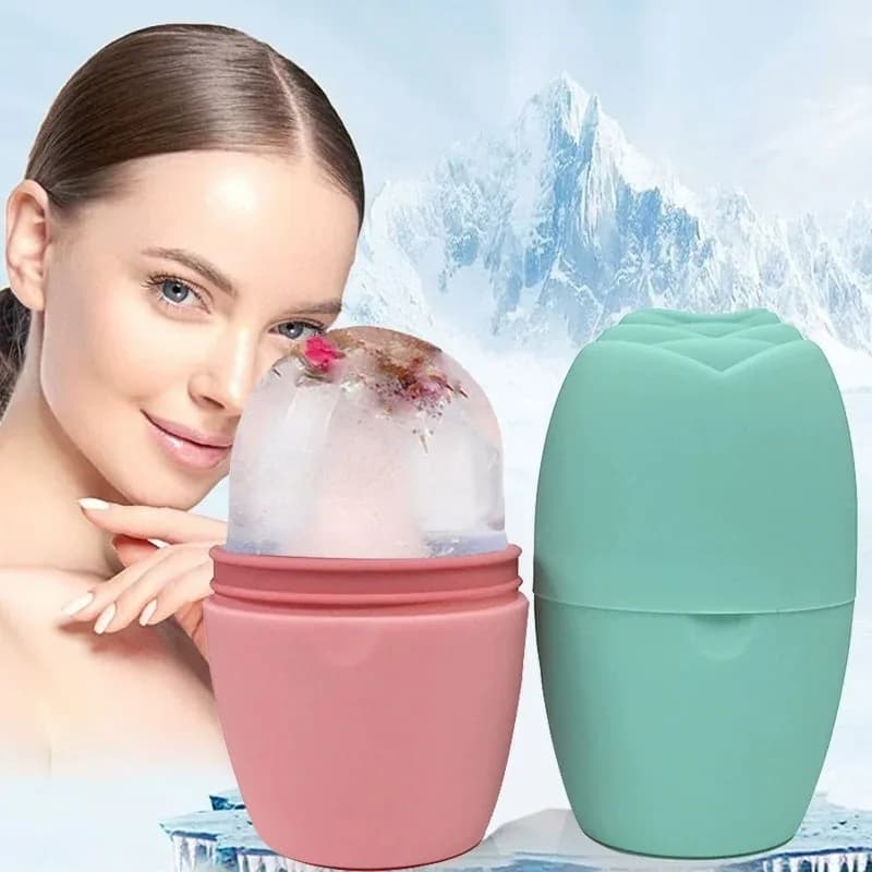 Rullo per il Viso in Silicone a Forma di Rosa, Stampo per Ghiaccio per Lifting Facciale, Massaggiatore per Occhiaie, Riduzione dei Pori, Strumenti per la Cura della Pelle