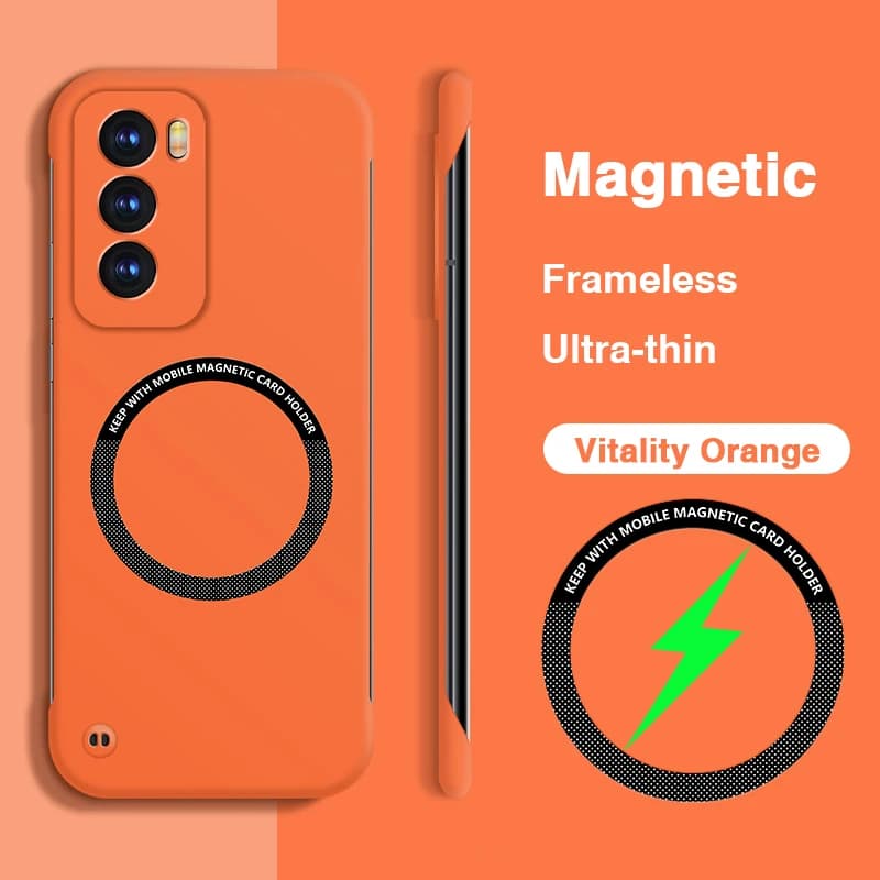 Custodia per telefono ultra sottile con ricarica magnetica senza telaio per OPPO Reno12 Reno 12 Pro 12Pro Reno12Pro 5G Cover rigide per PC in puro colore solido