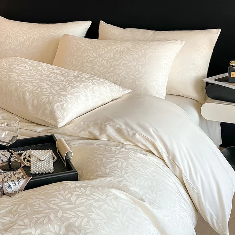 Set of Ins Princess bed linen 100% cotton soft solid color on the skin 4 pieces set sheets with 2 pillow double queen size
