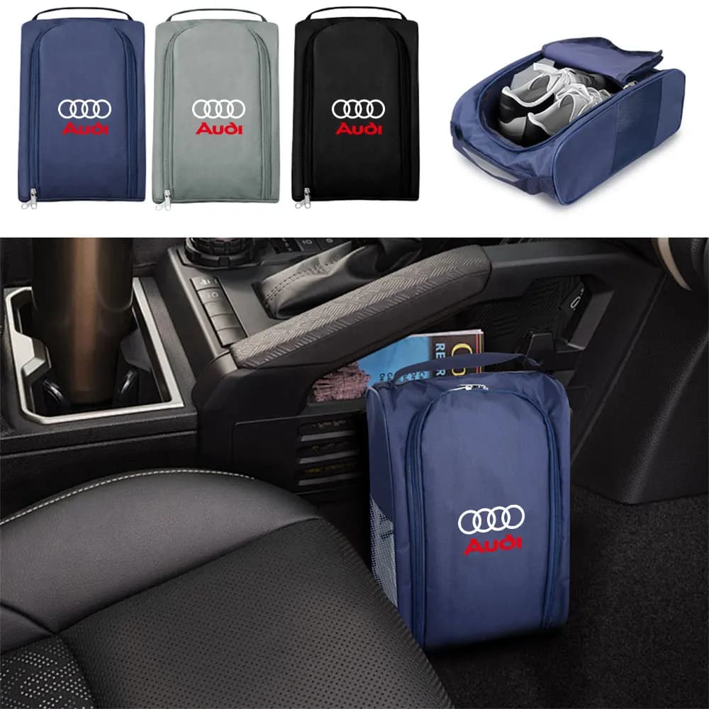 For Audi Sline RS TT S S3 S4 S5 S6 S7 S8 A3 A4 A5 A6 Q5 C3 Car Emblem Shoes Storage Bag Organizer Interior Accessories Valve Cap