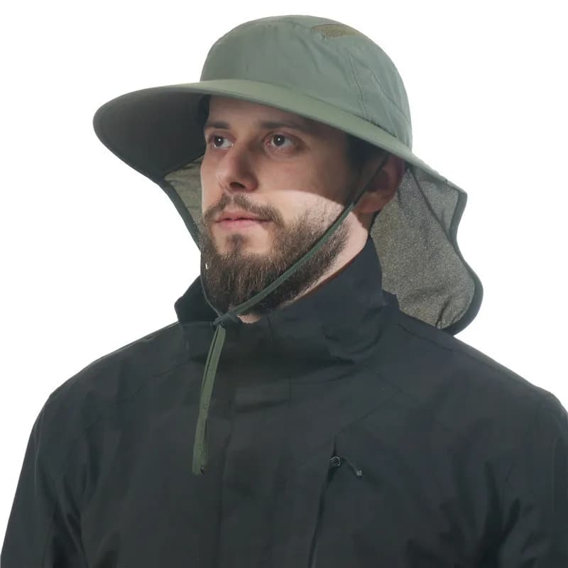 Men Women Summer Breathable Bucket Hat With Neck Cover Outdoor Fishing Cycling Sun Protection Cap