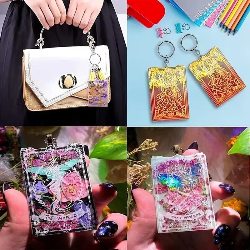 DIY Resin Craft Tarot Card Epoxy Resin Molds Silicone Casting Mold for Pendant Keychain Resin Jewelry