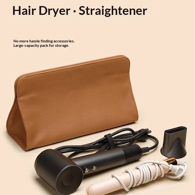 Borsa Organizer per Strumenti da Parrucchiere in Pelle PU, Custodia per Piastra e Ferro Arricciacapelli, Porta Asciugacapelli per Strumenti da Trucco Domestici L