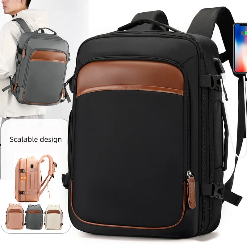 Borsa da viaggio con espansione da 5 cm Zaino leggero per laptop da viaggio corto Zaino per bagagli da escursionismo all'aperto Grande 180 ° Zaino con apertura della scatola