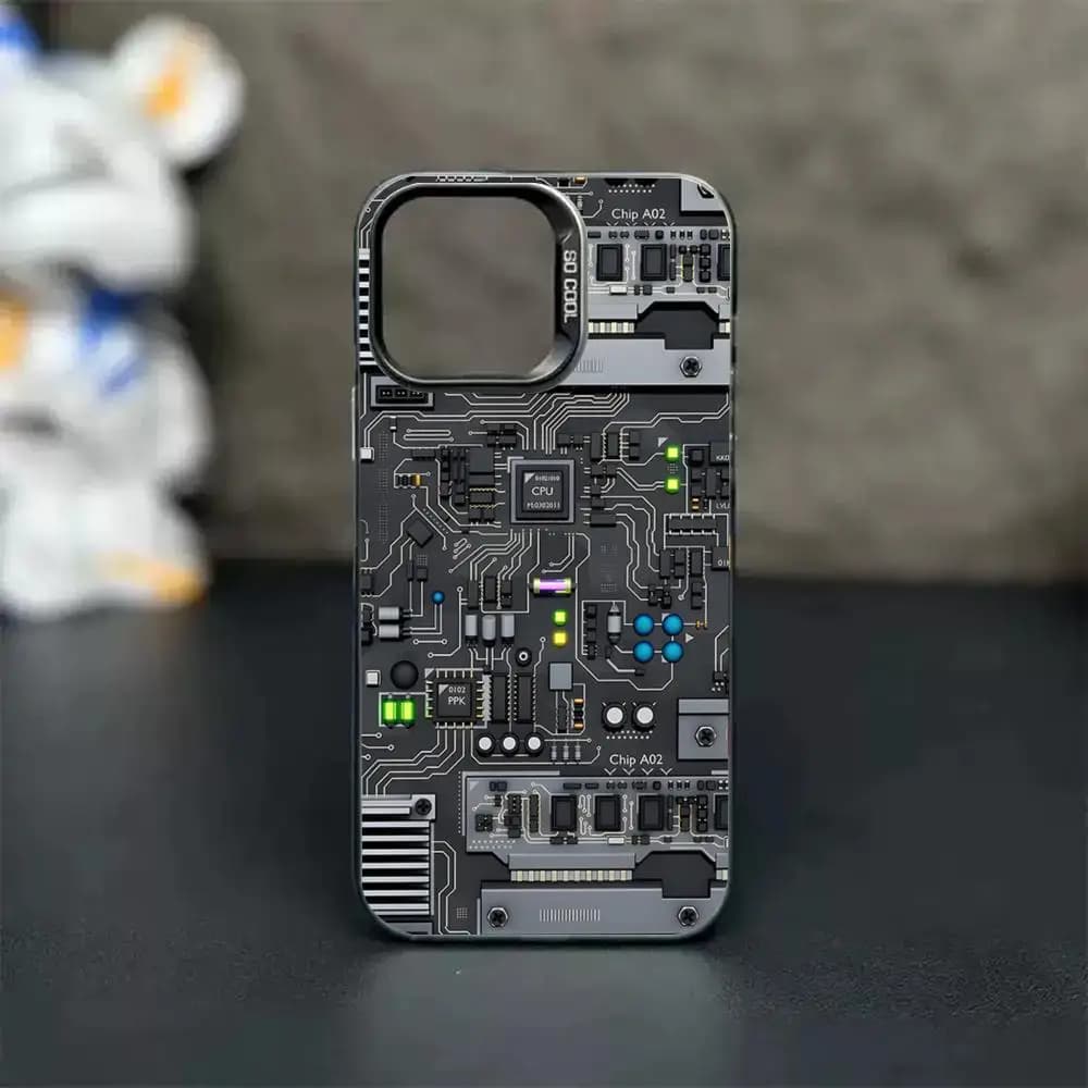 Cool Circuit Board Popular Phone Case For lMDColor Silver Shell For lPhone 18 17 16 e 15 14 13 12 11 Pro Max Plus