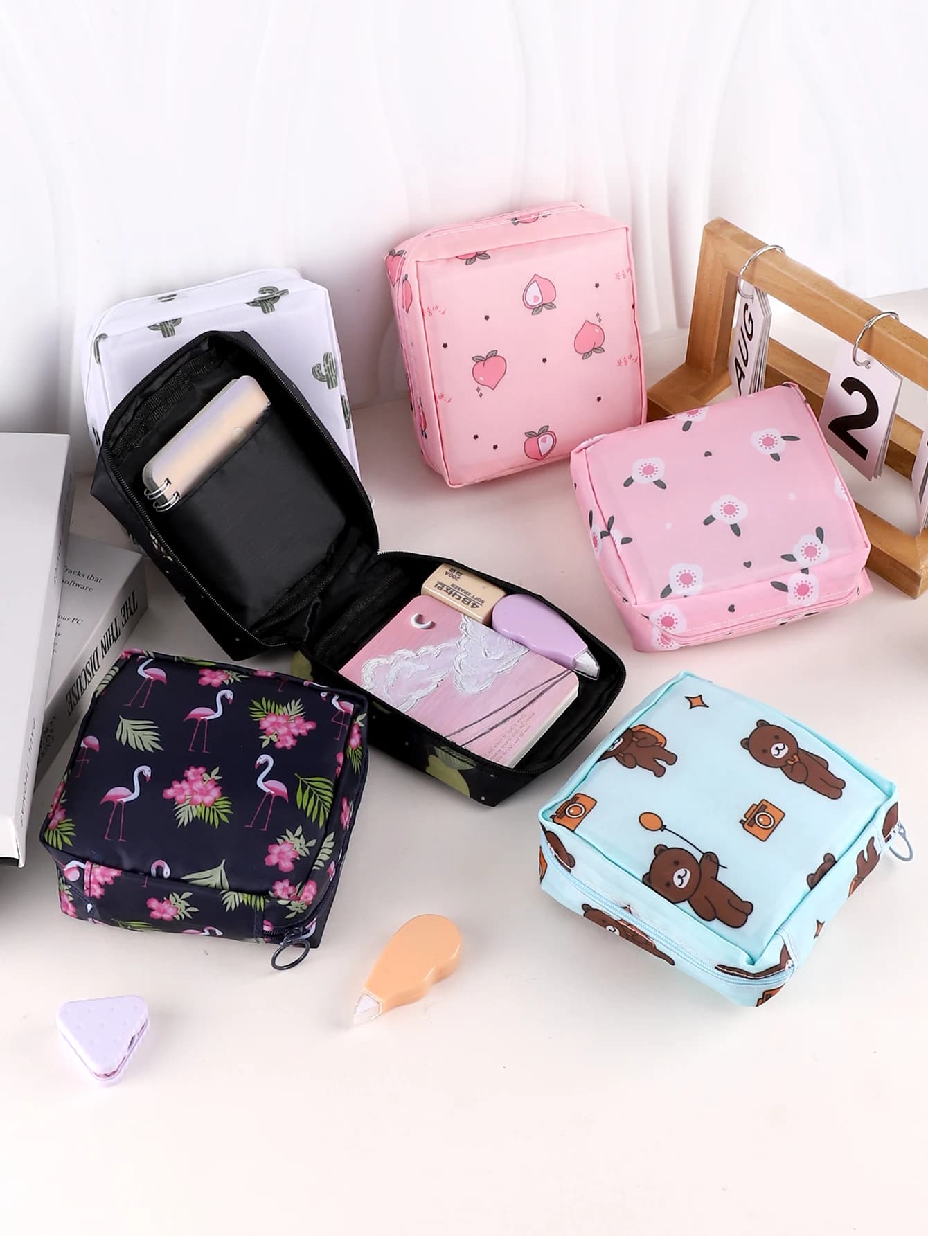 Astuccio quadrato Astuccio con stampa botanica Materiale scolastico Astucci per matite Astuccio per cancelleria Astuccio per matite Trousse Kawaii