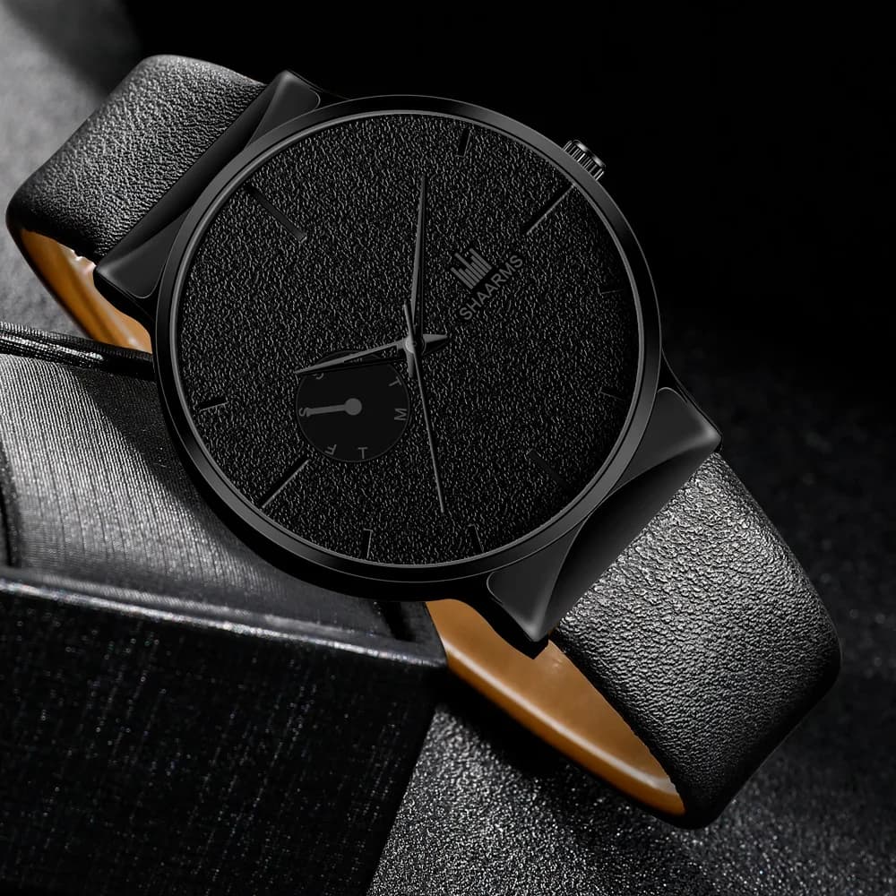 Orologi al quarzo nero moda per uomo Orologi da polso da uomo analogici in metallo con quadrante rotondo classico Orologi da uomo casual semplici reloj hombre