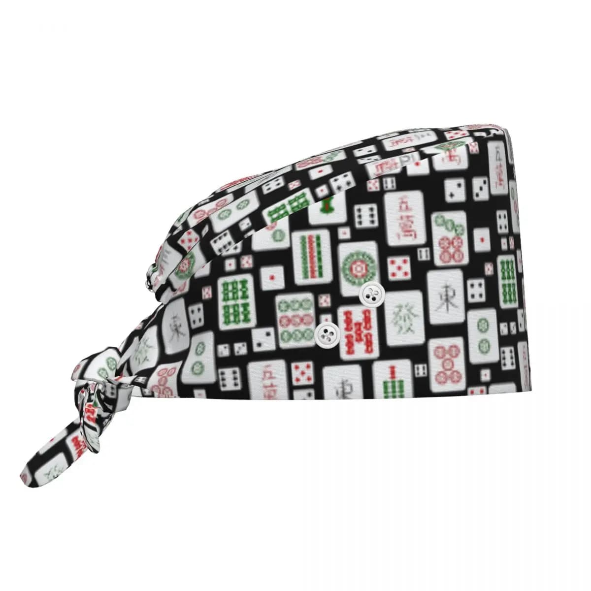 Cappello Chirurgico con Motivi Mahjong e Dadi, Berretto da Lavoro Unisex Regolabile per Infermieri e Dentisti