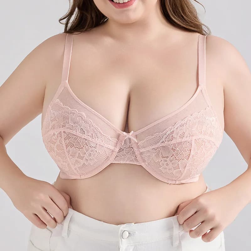 Sexy Lace Bra Women's plus Size Underwear Ultra-Thin Mesh Gathered Bustier Strapless Push up Bra Ice Silk Fabric Low Waist