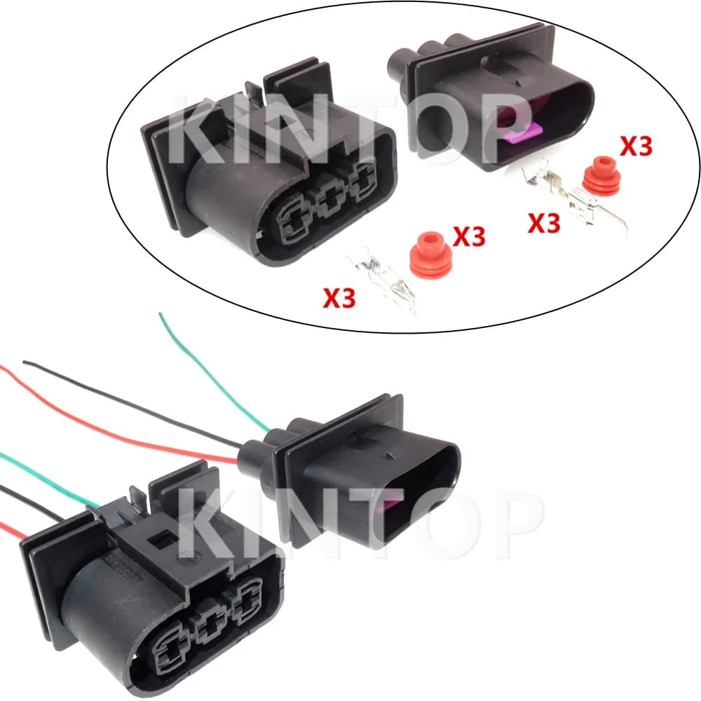 1 Set 3 Pin Spina per radiatore automatico Presa per cavo ventola elettronica per auto Assemblaggio CA 1J 0906443 1J 0906443 1J 0906233 1J 0906233 Per VW