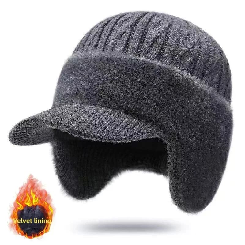 Nuovo cappello invernale unisex peluche foderato in pelliccia caldo berretto con paraorecchie elegante berretto morbido cappello lavorato a maglia sportivo da sci spesso all'aperto