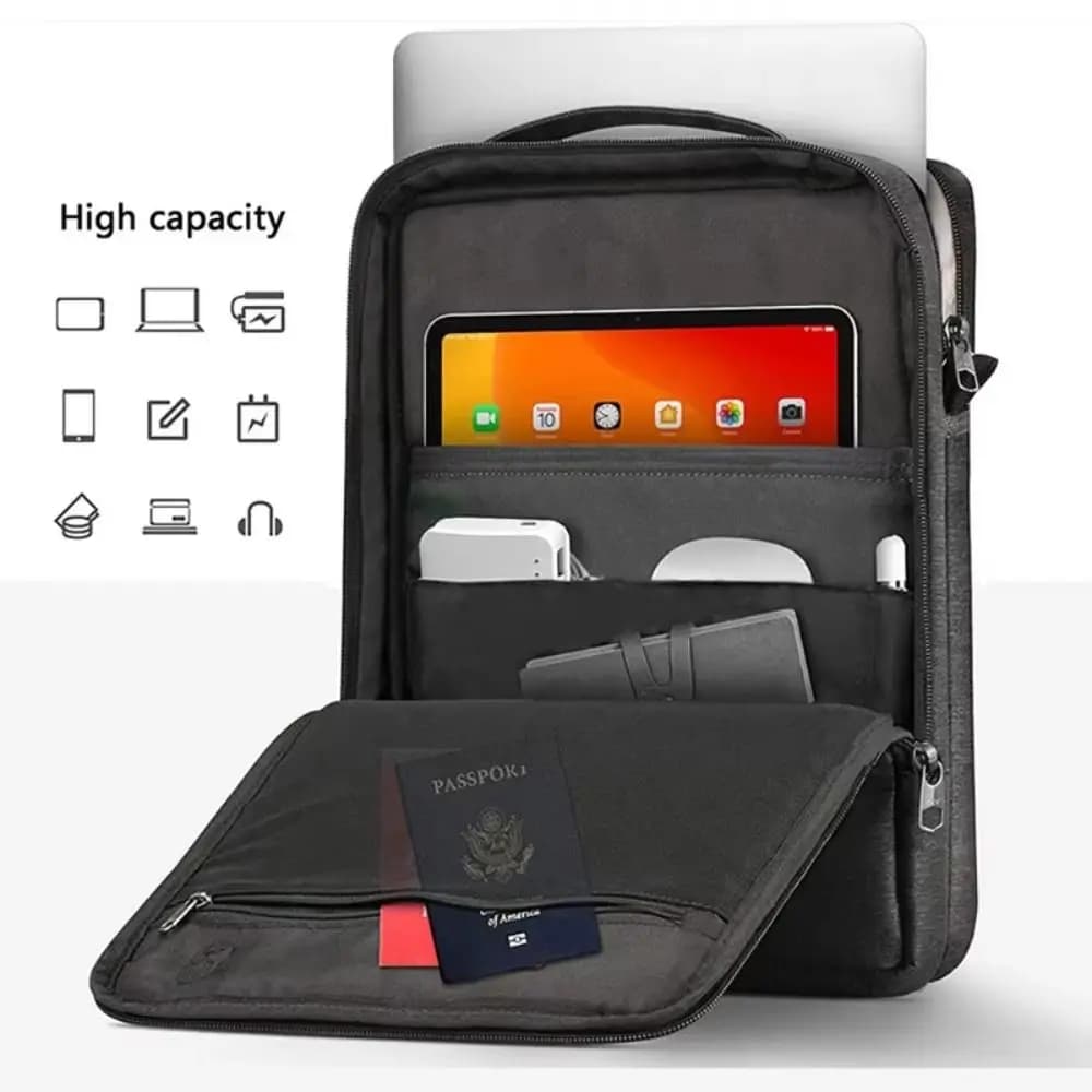 New Universal 13.3-15.4 inch Laptop Shoulder Bag Waterproof Large Capacity Tablet Sleeve Multilayer Shockproof Carrying Case