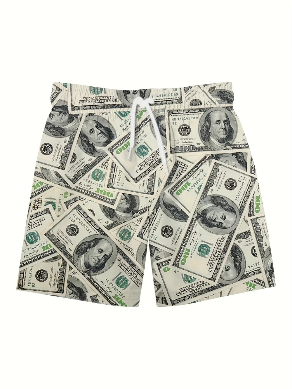 Pantaloncini da uomo con motivo dollaro tascabile alla moda Super Money Pantaloncini estivi con coulisse e cintura elastica leggera e traspirante casual