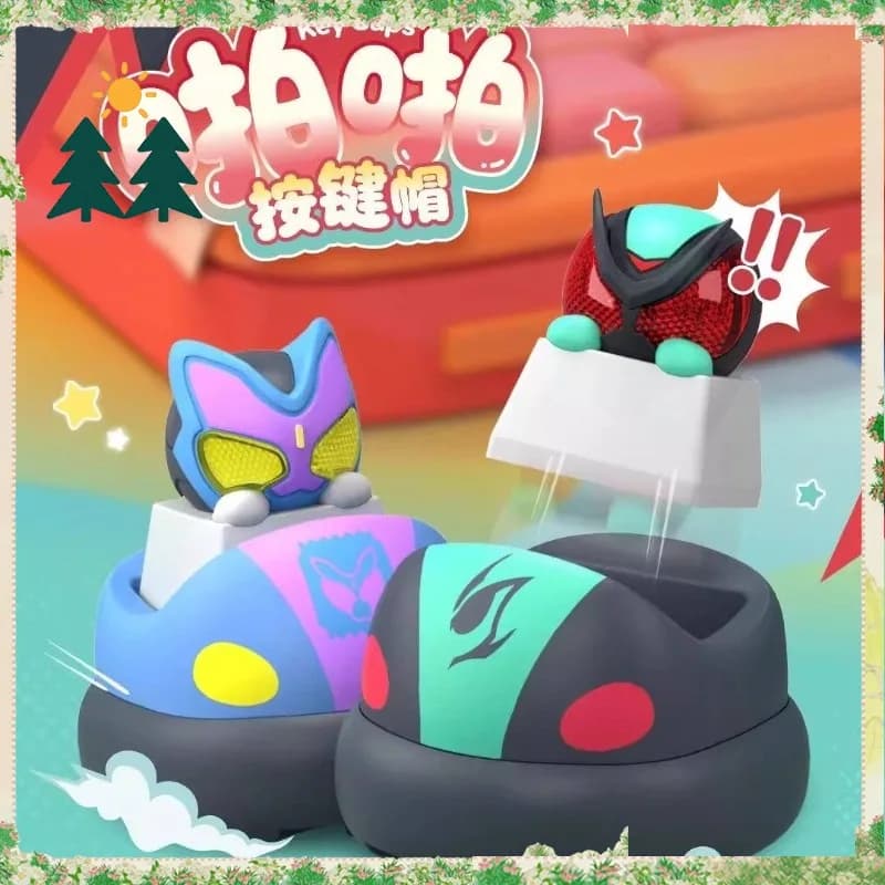 Original PlayLab Kamen Rider Keycap Blind Box Mechanical Keyboard DIY Desktop Ornament Collectible Display Pack Set Boys Gift