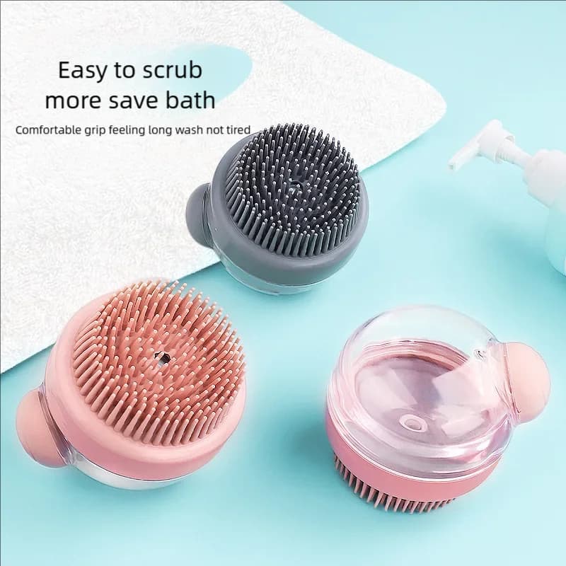 Spazzola da bagno per cani con dispenser di sapone Setole in silicone Toelettatura per animali Shampoo per massaggio Spazzola per cani Cani dai capelli Gatti Strumento da bagno in plastica