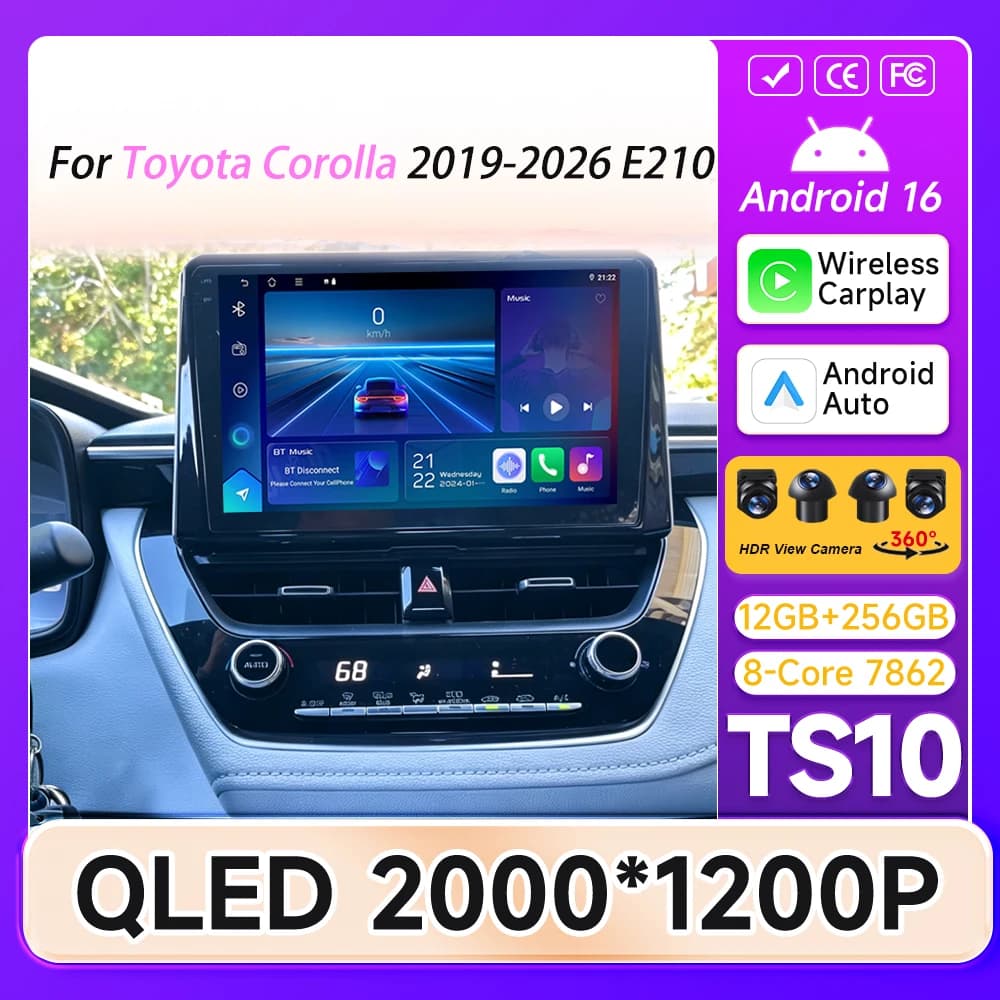 Carplay For Toyota Corolla 2019-2026 E210 Car Radio Screen Car Intelligent Systems GPS Navigation Car Monitor 5G Wifi Display