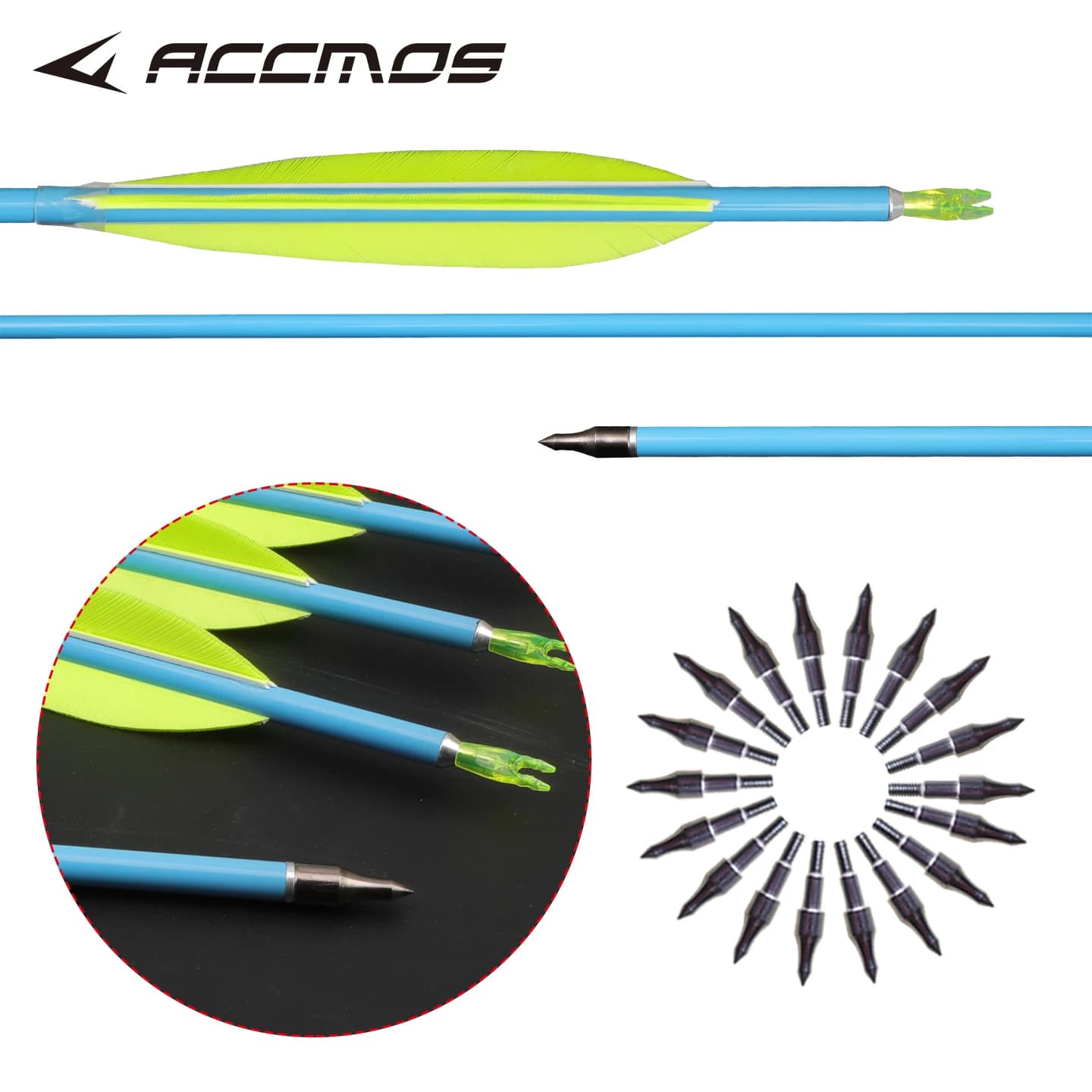 6.2mm ID 5in Natural Feather Carbon Arrows Spine 250 300 350 400 500 600 700 800 100gr Point Archery Arrows for Target Shooting
