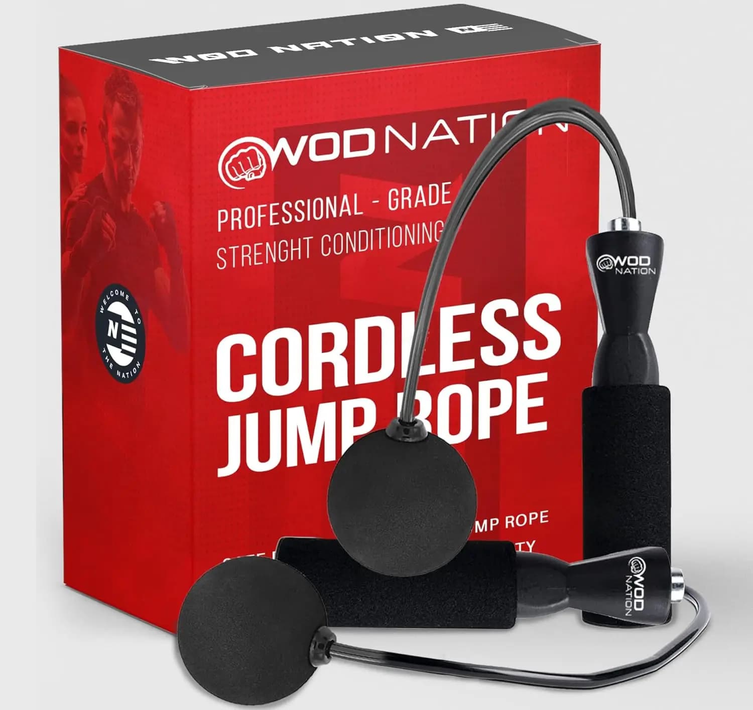 Cordless Jump Rope with Counter - Weighted Ropeless Fitness Skipping Rope for Home Gym