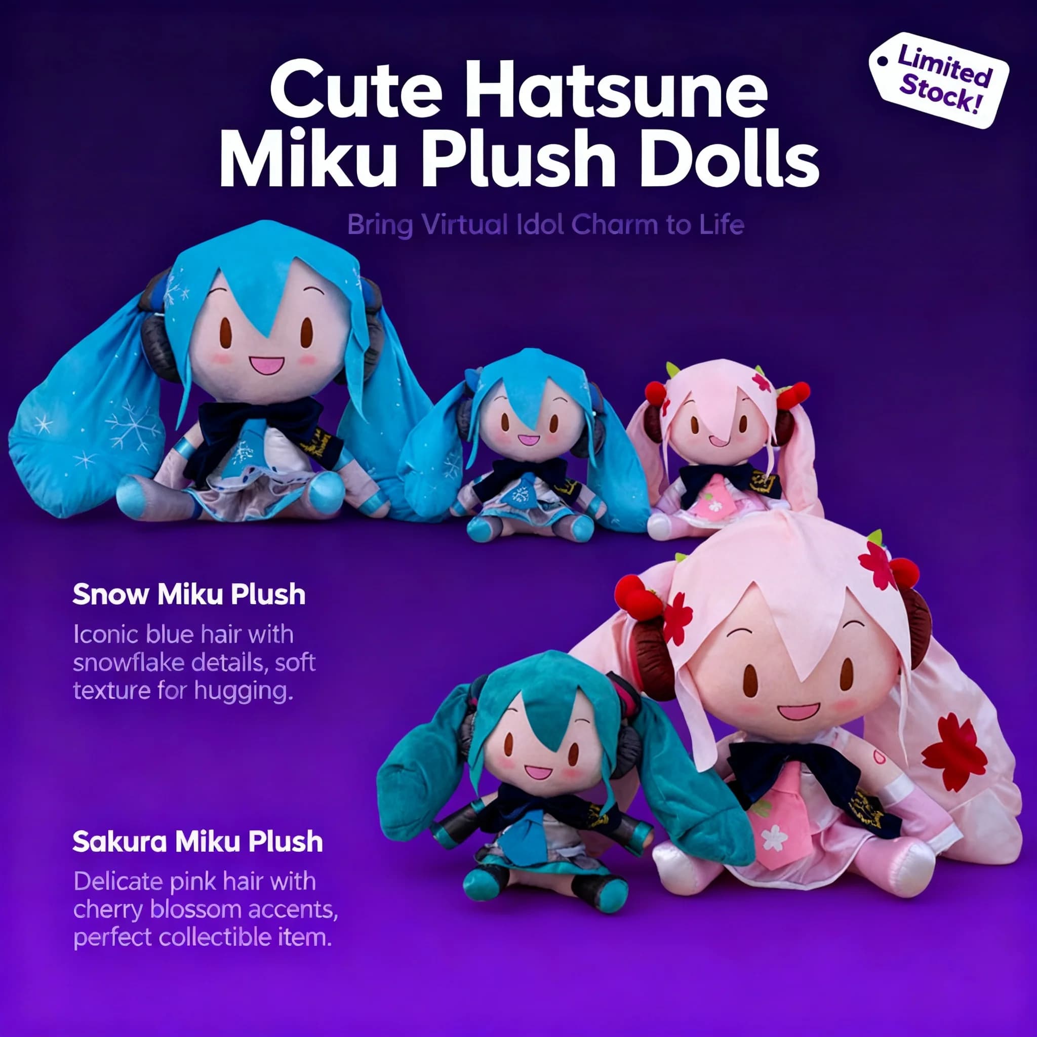 Bilibili Anime Fufu Hatsune Miku Bambola Peluche Giocattolo di Precisione Personaggio Mascotte Giapponese Carino con Fiori di Ciliegio