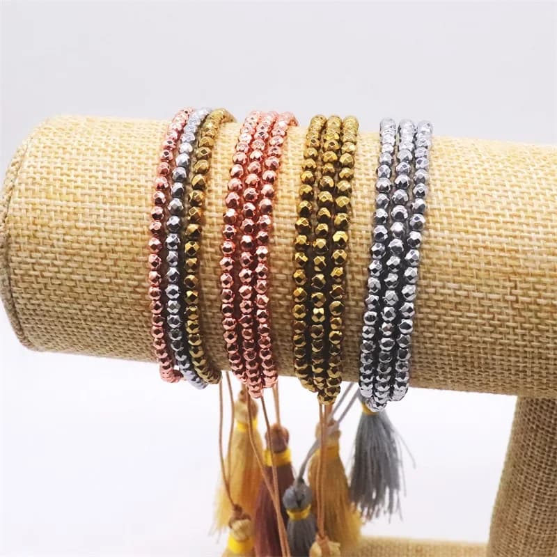 ALIYA bracciali in pietra ematite per uomo donna gioielli multistrato in rilievo Pulsera gioielli regolabili di lusso bracciale nappa