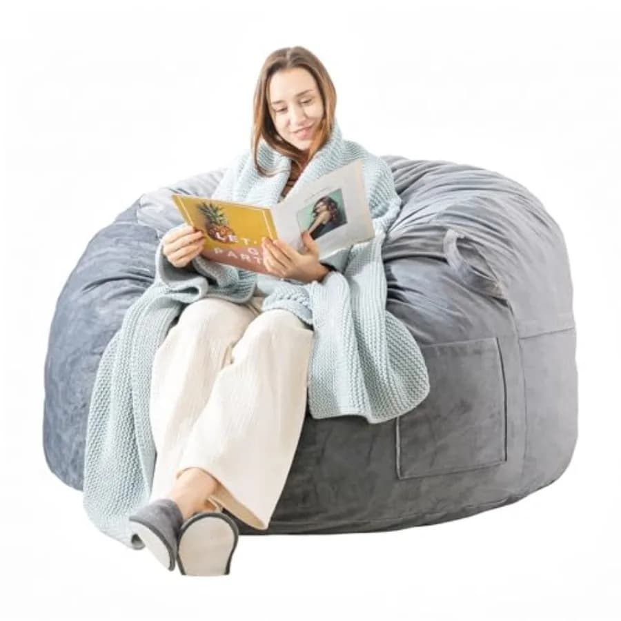 Poltrona Sacco, Poltrone Sacco in Memory Foam per Adulti, Rivestimento in Velluto Morbido, Divano Sacco Elegante per Soggiorno, Comodo Pouf