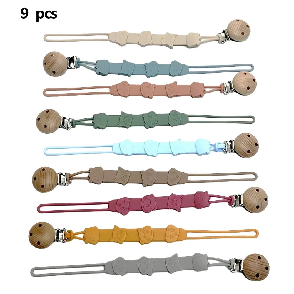 Clip per ciuccio in silicone Catena per ciuccio Giocattoli per bambini Anti perdita Anti caduta Uso Giocattoli in silicone Adatto per ragazzi e ragazze da 6-36 mesi