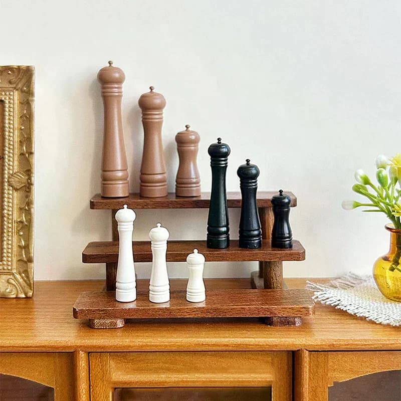 3 pezzi mobili per casa delle bambole regalo casa delle bambole in lega da cucina bottiglia di macinazione del pepe mini modello di scena in miniatura accessori per bambole