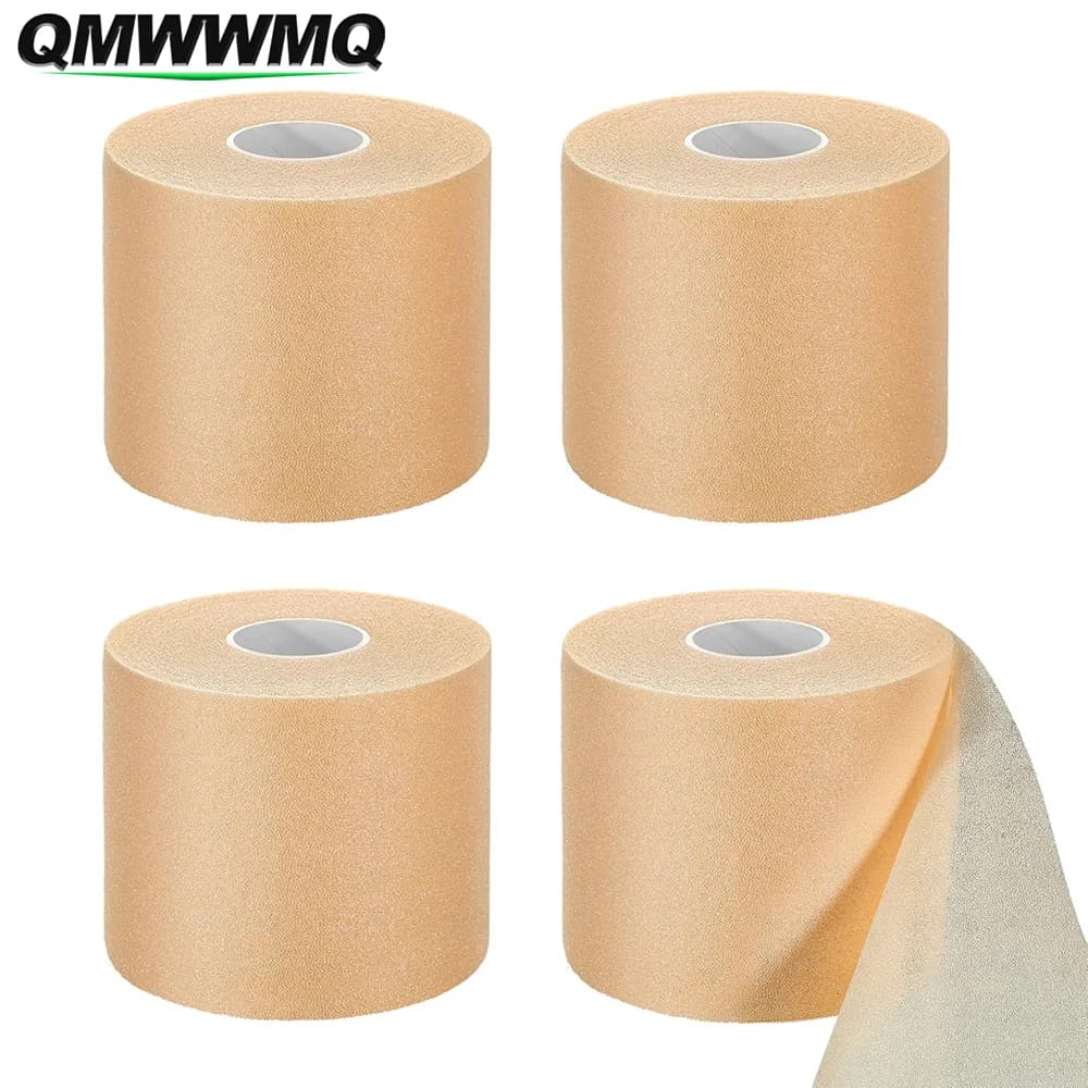 4 Rotoli di Benda Coesiva Autoadesiva Elastica Non Tessuta - Nastro Adesivo Color Carne per Atleti
