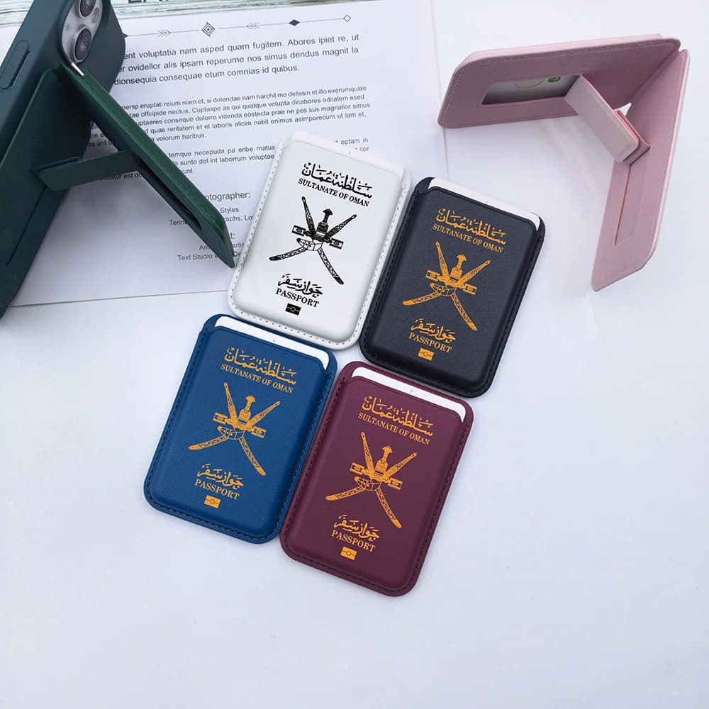 Strong Magnetic Leather Wallet With Hide Stand Case For Magsafe For iPhone16 15 14 13 17 Oman Passport Card Holder Pocket Cover