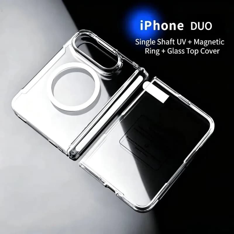 Transparent Tempered Glass Screen Protector Magnetic Wireless Charger Case for IPhone Duo Shockproof Anti Scratch Protect Cover