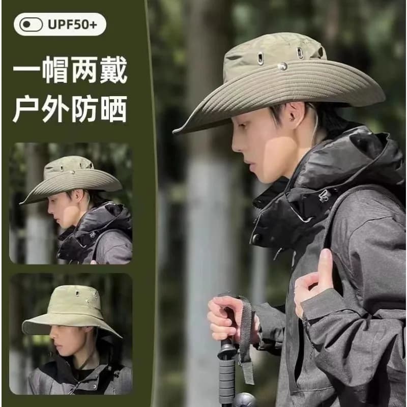 Men Big Eaved Washed Bucket Hats Fishermen Caps Outdoor Casual Cap Men Sunscreen Hat