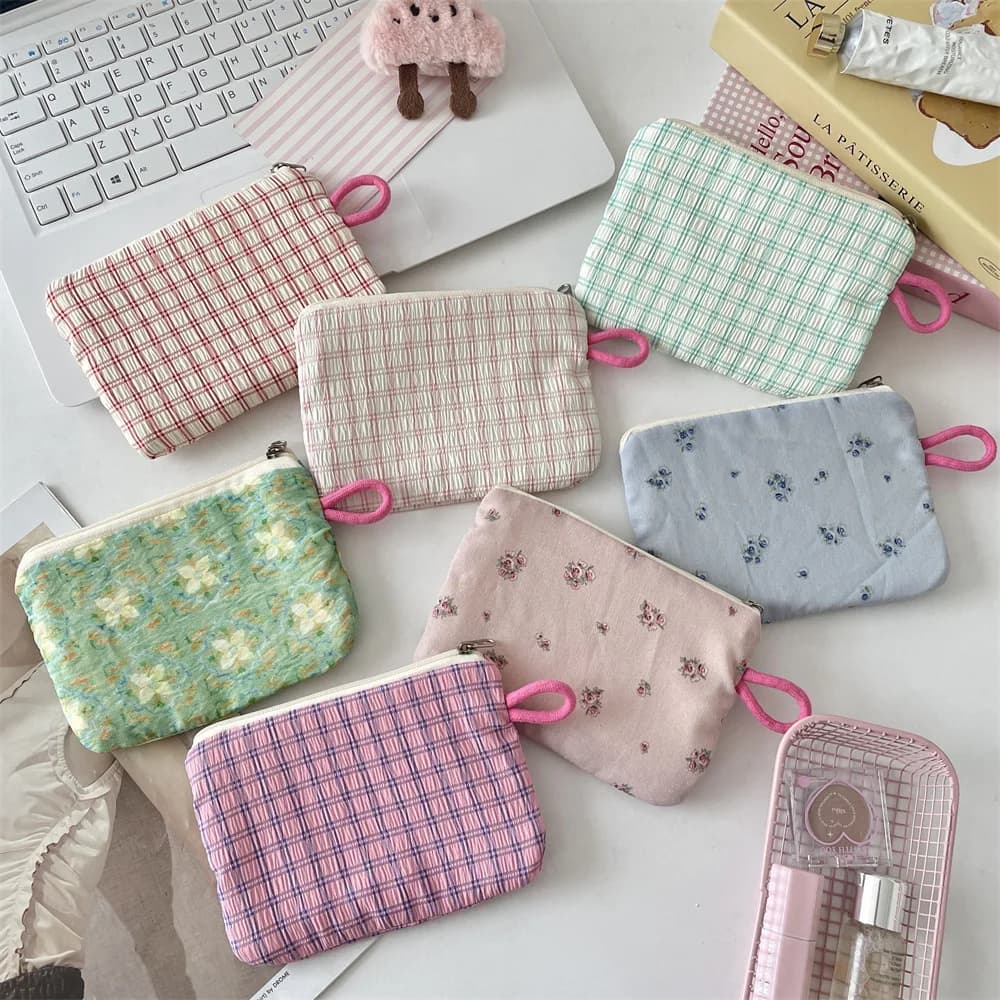Piccolo plaid da viaggio cosmetico rossetto chiave carta cavo dati borsa di archiviazione portatile borse per trucco da donna borse a portafoglio organizer