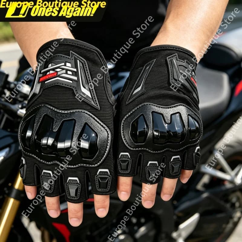 2026 NEW Summer Breathable Anti Slip Half Finger Gloves Men Anti Fall Wear Resistant Motorcycle Racing Riding Gear
