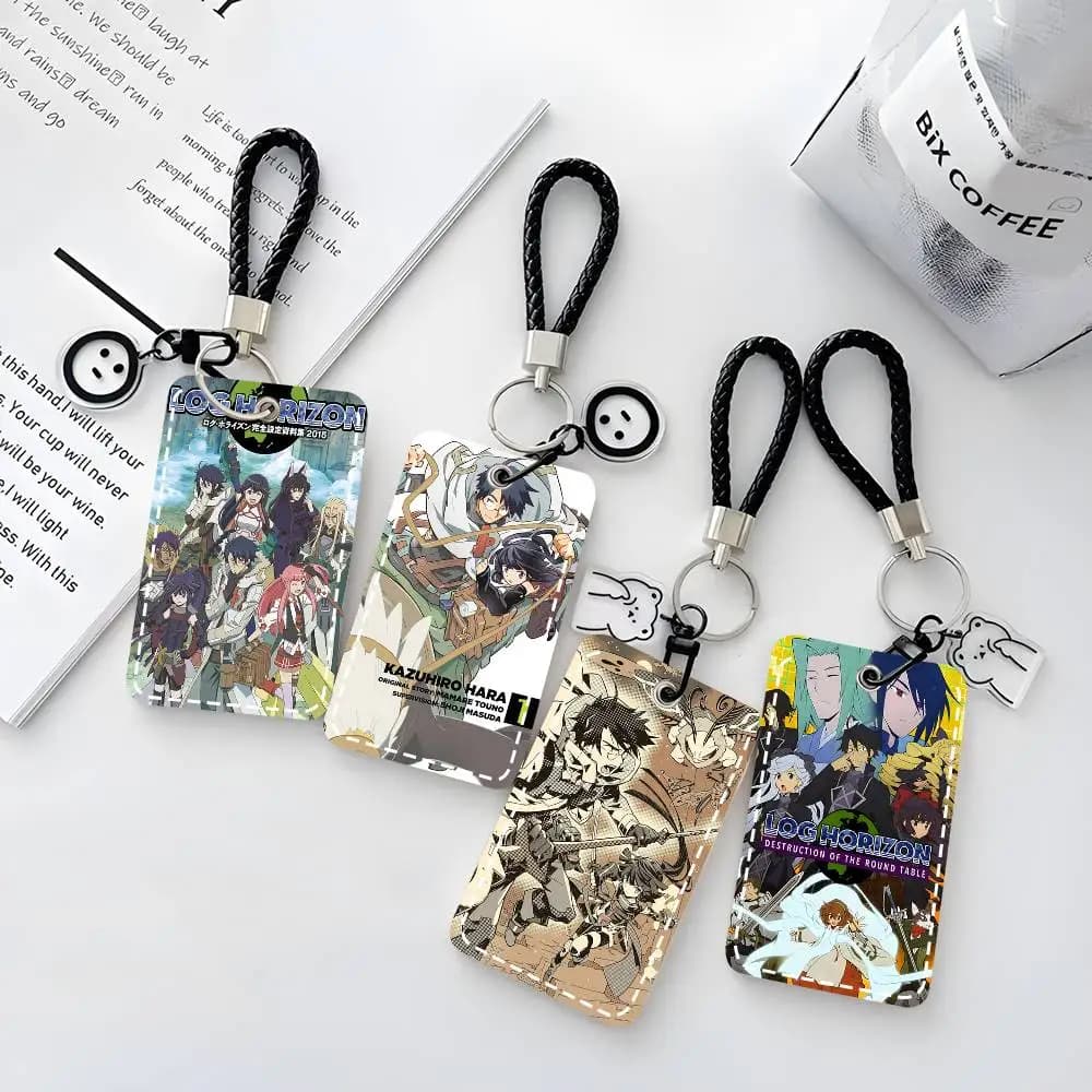 1PC Anime Log Horizon Card Case Keychain Access card bag Keychain Leather card holder Keychain Access