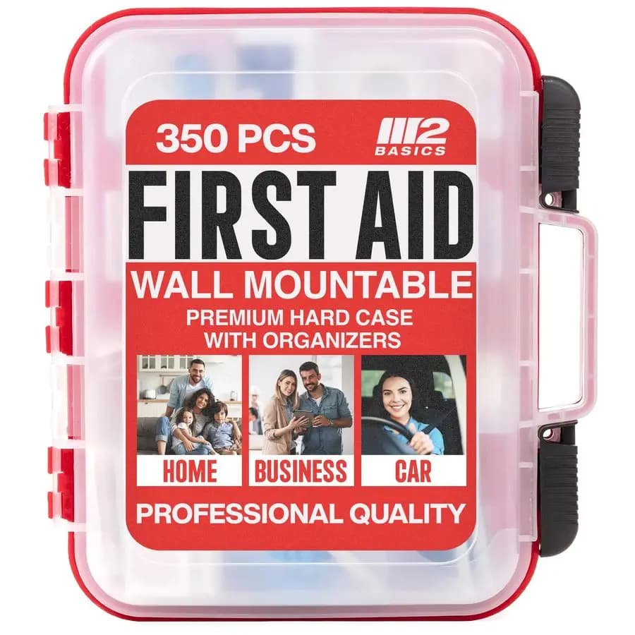 Kit di pronto soccorso professionale, 350 pezzi, montabile a parete con organizzazione a doppio strato per casa, lavoro, auto, veicoli e ufficio