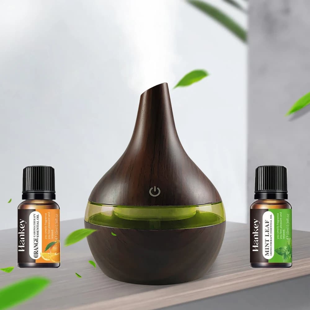 Diffusore per la casa 300ml Grano di legno Umidificatore Diffusore di aromi USB Desktop Idratazione per Home Office Wellness