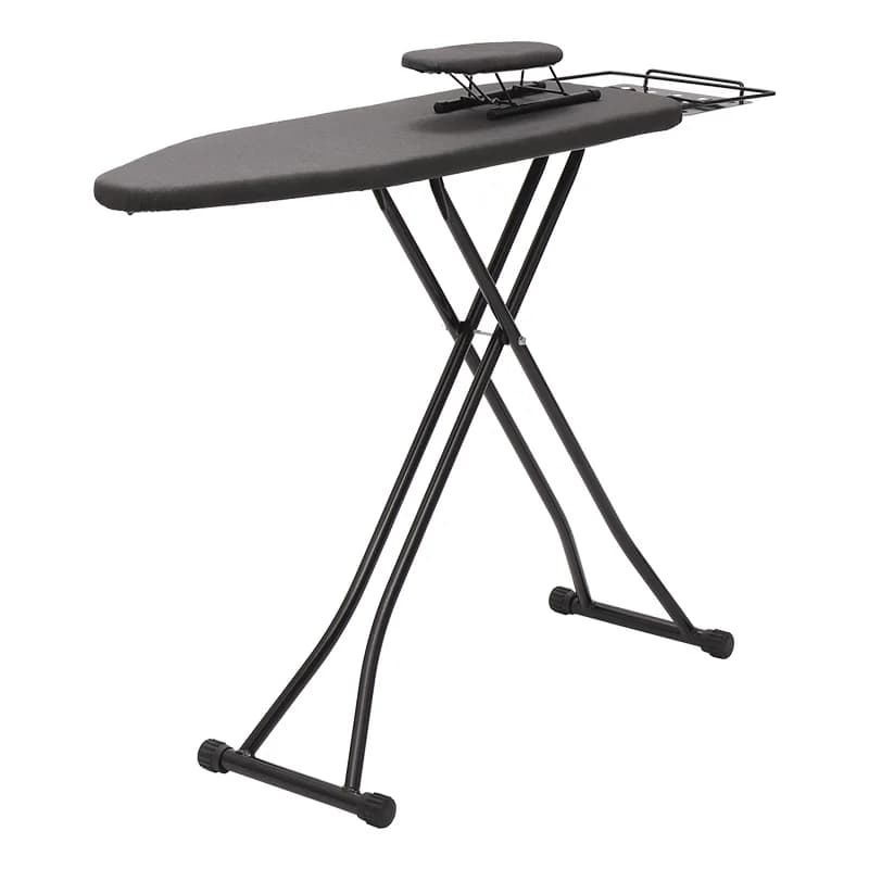 Tavolo da stiro Copricapo nero da 42 pollici Set da ferro Scaffale pieghevole verticale per uso domestico Tovaglia da tavolo Abiti da stiro